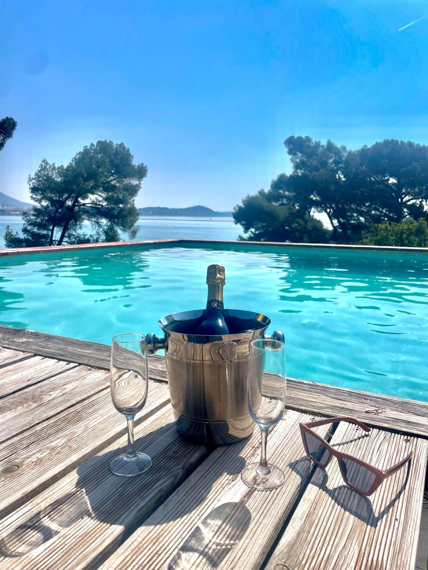 Villa-Chateau Les Terrasses - Tamaris, Plage Des Sablettes, Mer Au Bas De La Propriete 滨海拉塞讷 外观 照片